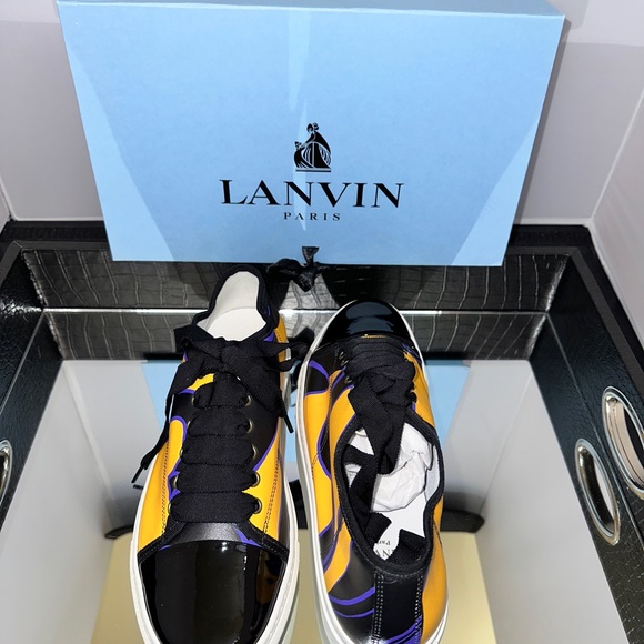 🎉🥂 HP 🥂🎉 LANVIN CAP-TOE LEATHER SNEAKERS - Picture 6 of 11